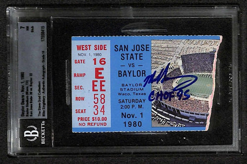1980 Baylor vs. San Jose State Ticket NM 7 Signed Mike Singletary Auto 10 BAS 0
