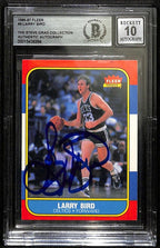 Larry Bird Signed 1986-87 Fleer Card Beckett BAS Auto Grade 10 Celtics HOF0