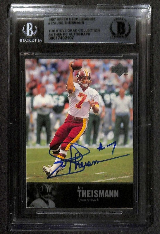 Joe Theismann Redskins 1997 Upper Deck Legends #174 Signed Card BECKETT 0