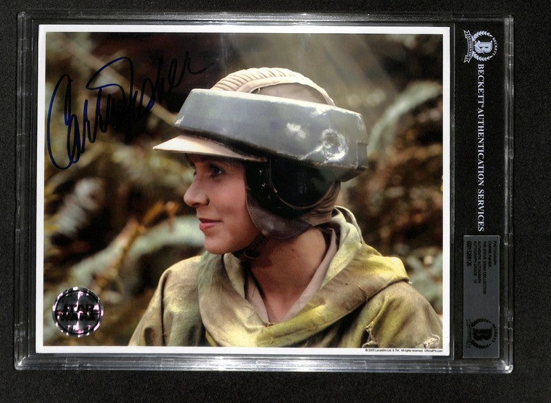 Carrie Fisher Signed Star Wars ROTJ 8x10 Photo OPIX BECKETT Auto 10 Endor Leia0