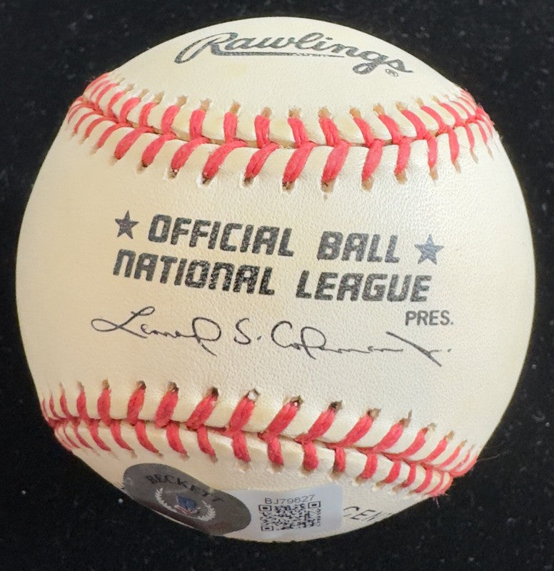 Warren Spahn Braves BB HOF Signed & Inscribed “363 Wins” Baseball BECKETT 1