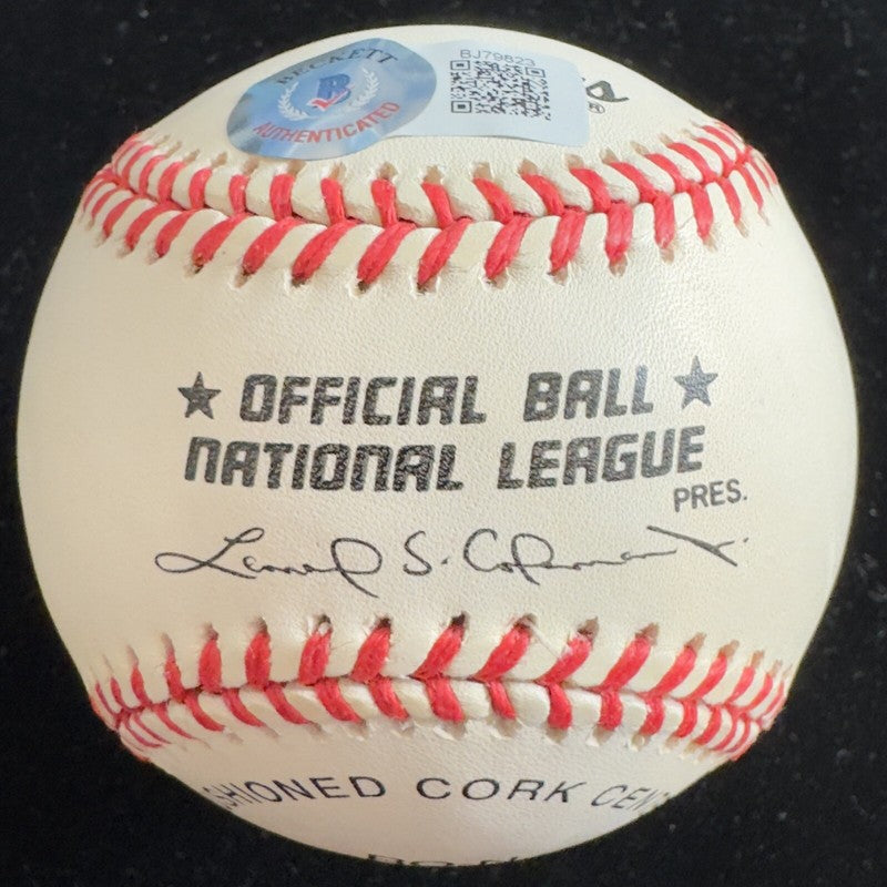 Eddie Mathews Signed & Inscribed BB HOF Baseball BECKETT (Grad Collection)1