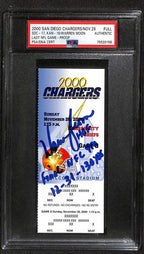Warren Moon Signed & Inscribed Final Game Ticket KC VS San Diego 11/26/2000 PSA0
