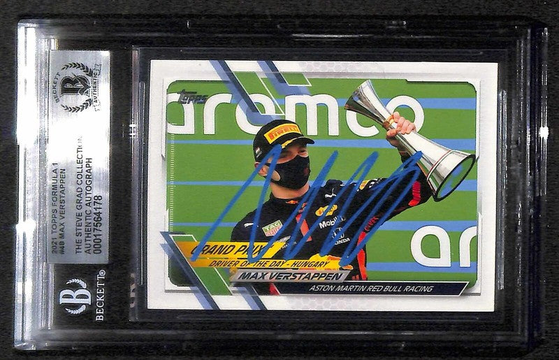 Max Verstappen 2021 Topps Formula 1 #40 Signed Card BECKETT Encapsulated0