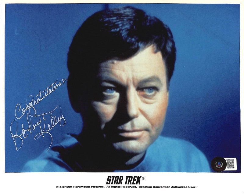 DeForest Kelly Leonard McCoy “Bones” Star Trek Signed 8x10 Photo BECKETT0