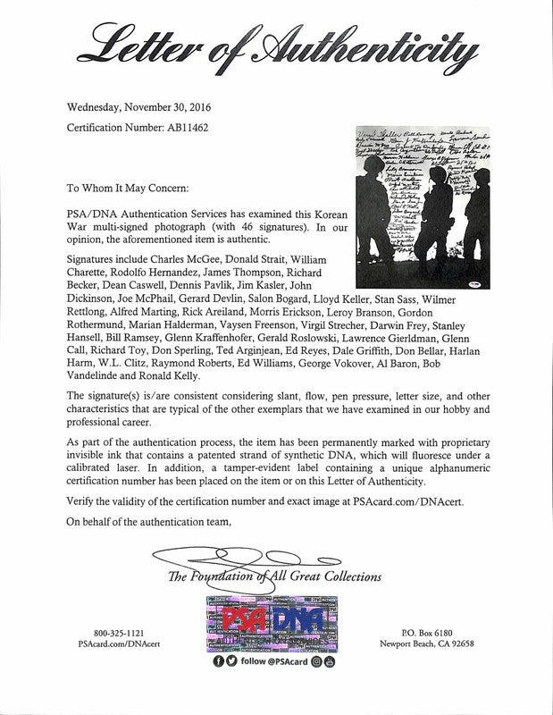 Korean War Veterans Multi Signed by 46 11x14 Photo Rare PSA/DNA1