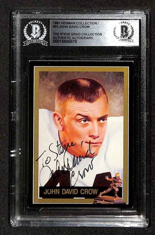 John David Crow 1991 Heisman Collection 1 #23 Signed Card BECKETT0