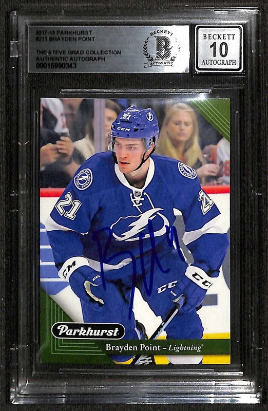Brayden Point Lightning 2017-18 Parkhurst #211 Signed Card Auto Grade 10 BECKETT0