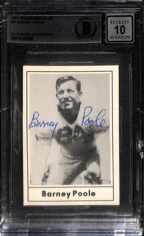 Barney Poole 1977 Touchdown Club #37 Signed Auto Grade 10 BECKETT 0