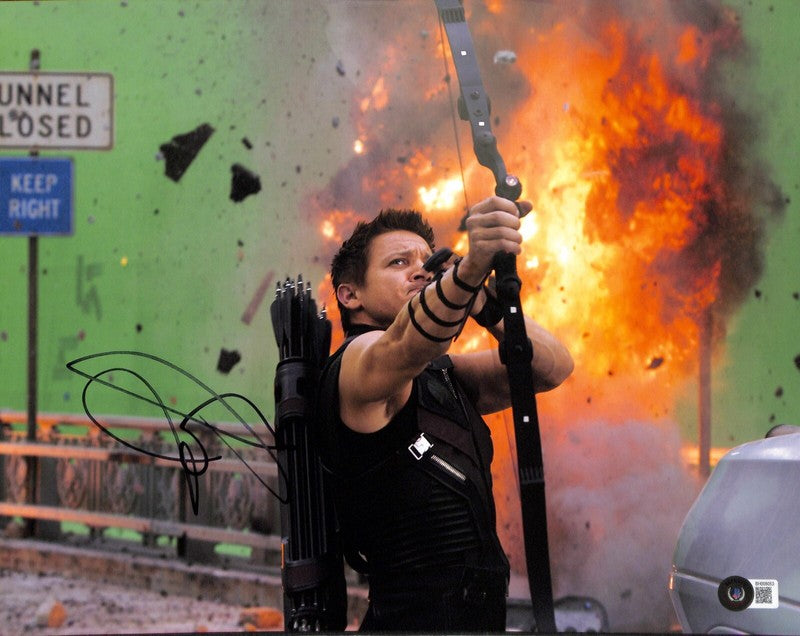 Jeremy Renner as Clint Barton Hawkeye Signed 11X14 Photograph BAS0