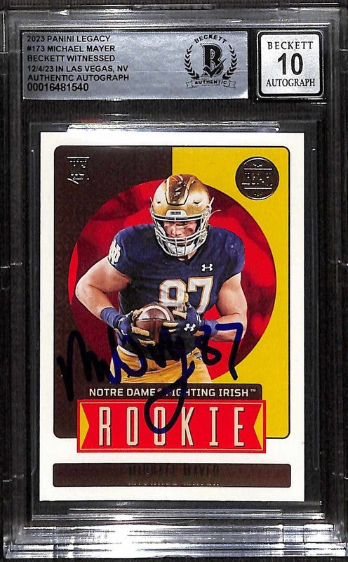 2023 Panini Legacy #173 Michael Mayer Signed Rookie Card BECKETT Auto 100