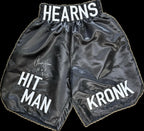 Thomas Hearns Signed "Hit Man" Boxing Trunks Insc "HOF 12" Beckett LOA0