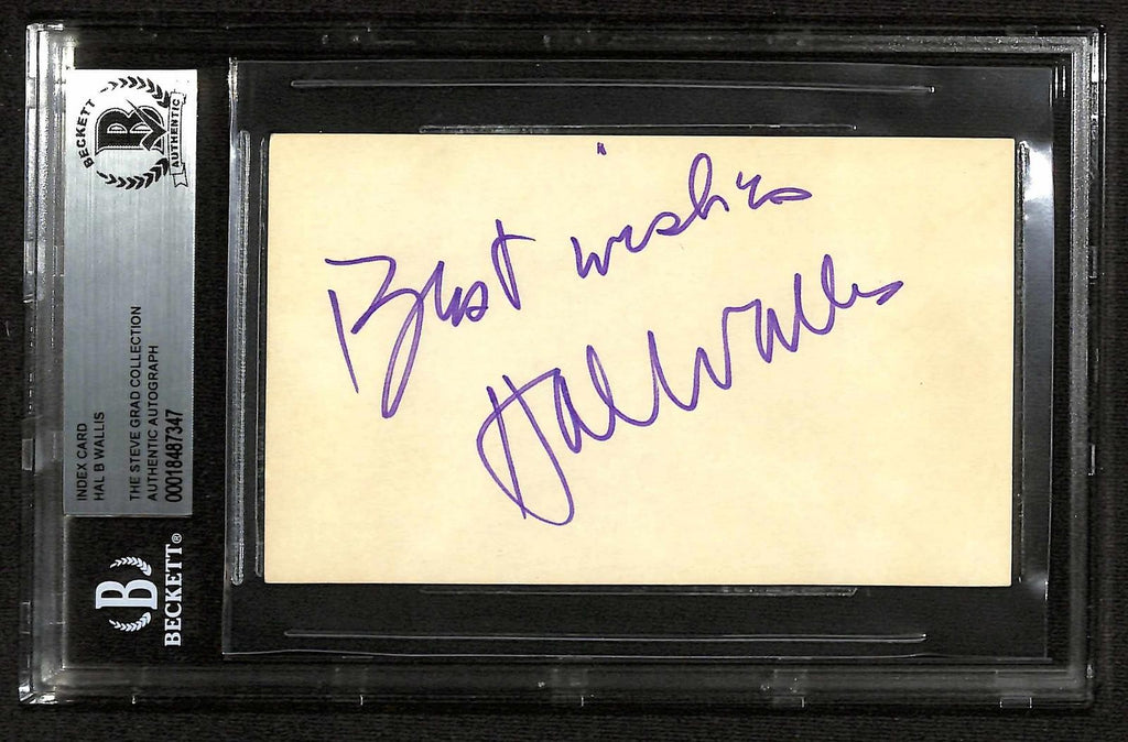 Hal B. Wallis Casablanca True Grit Signed Index Card Beckett Autograph0