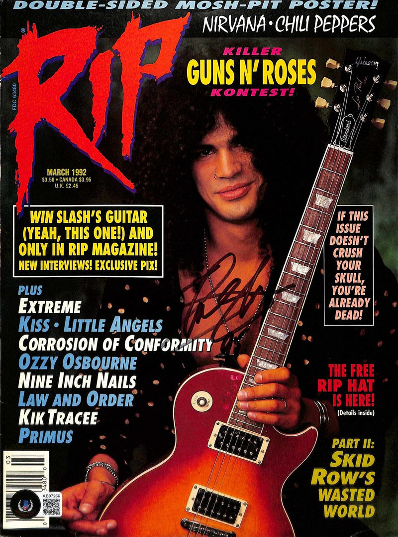 Slash Guns N Roses Signed RIP Magazine Photo Cover Beckett LOA0