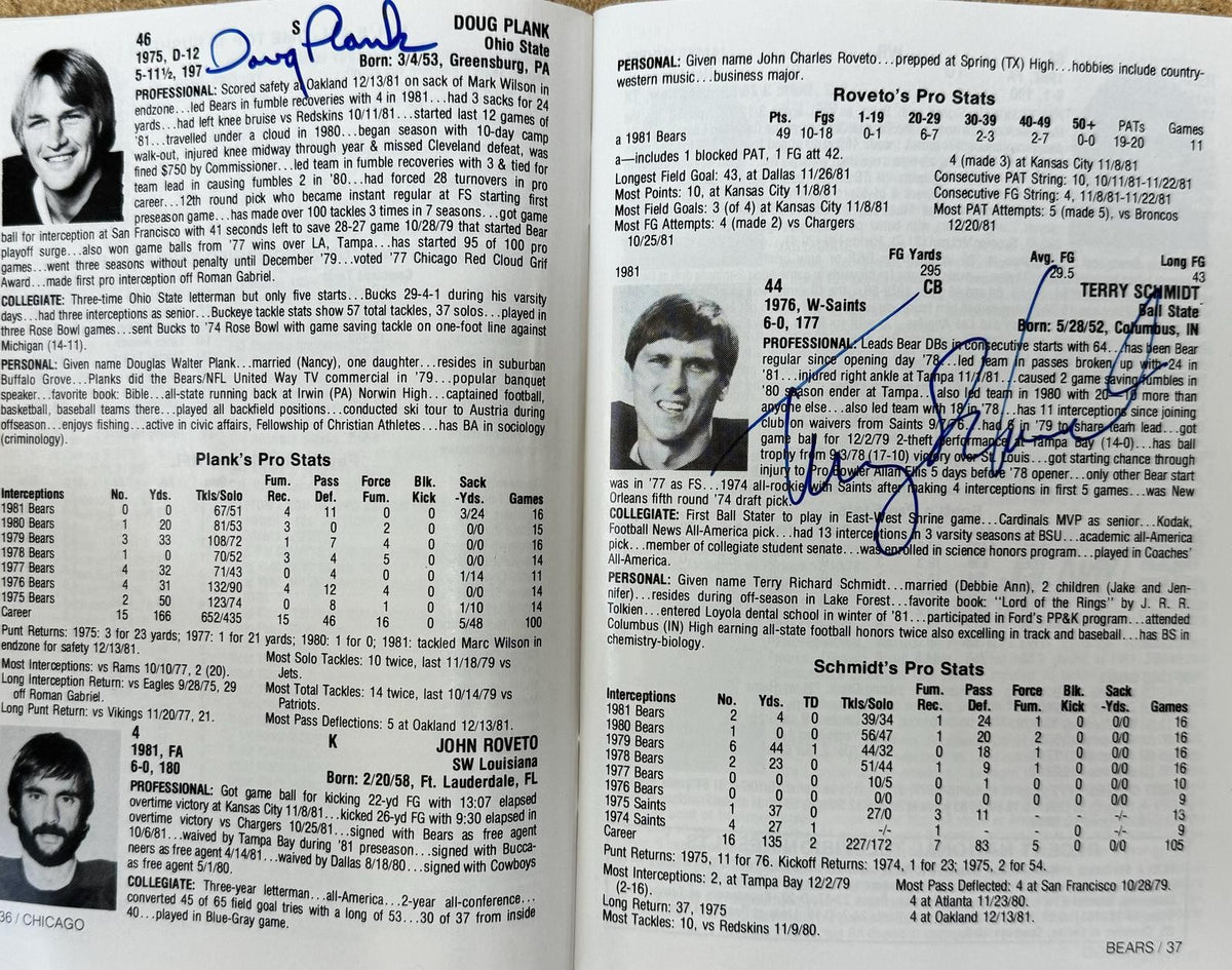 1982 Chicago Bears Signed Official Media Guide By 48! Payton Ditka BAS7