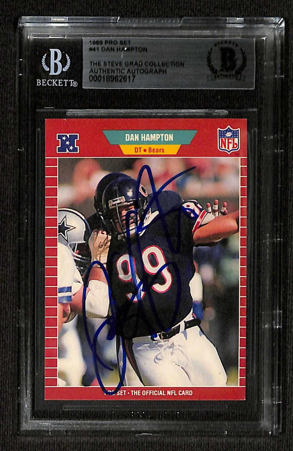 Dan Hampton Signed 1989 Pro Set Bears HOF Football Card Beckett0