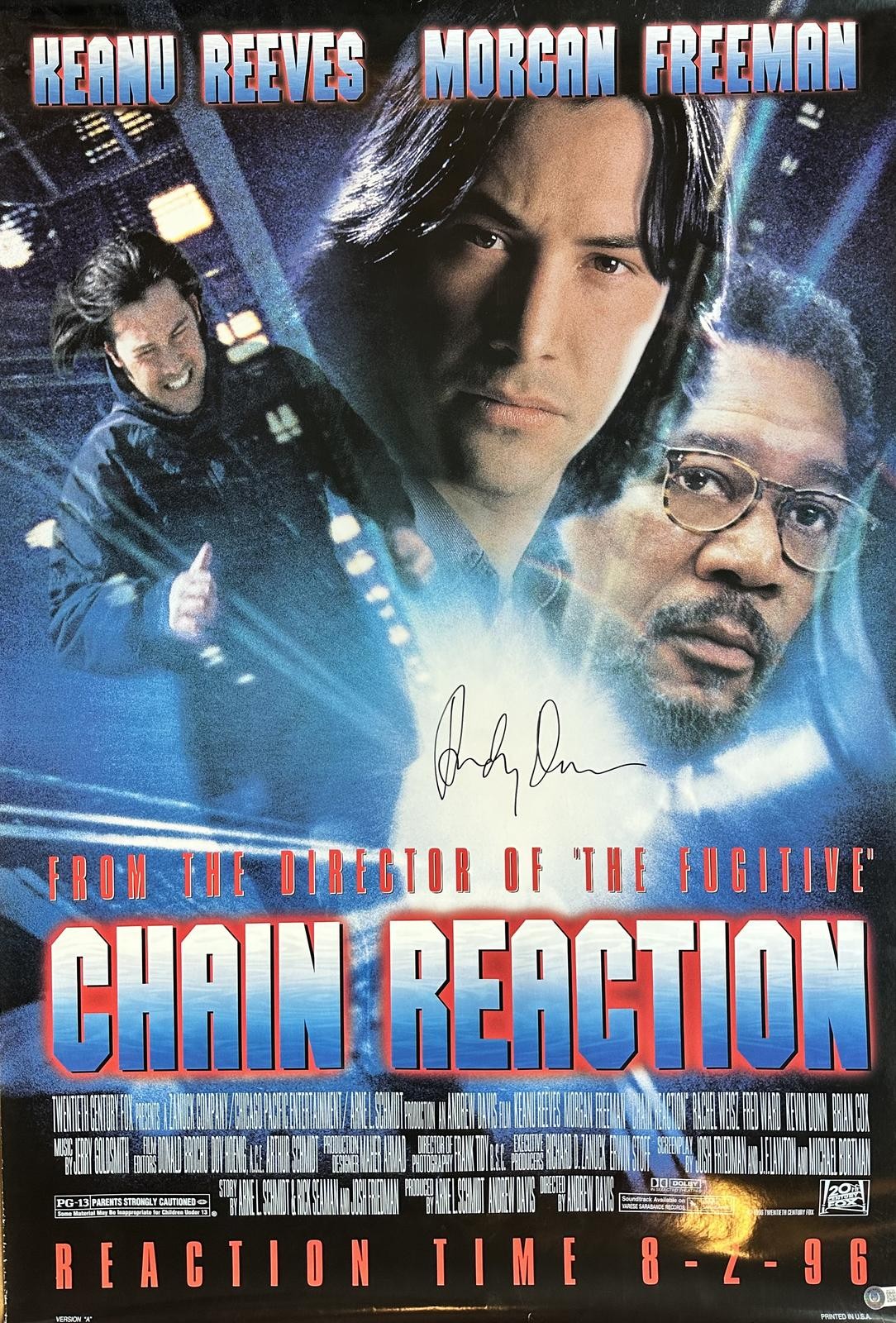 Chain Reaction movie poster signed by Director Andy Davis Beckett0