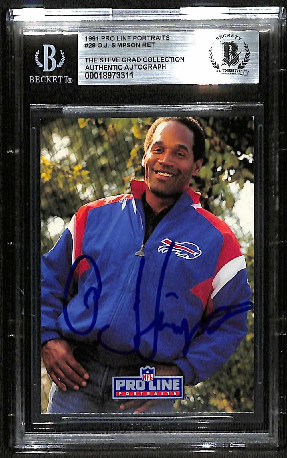 O.J. Simpson Bill HOF Signed 1991 Pro Line Portraits Card Beckett0