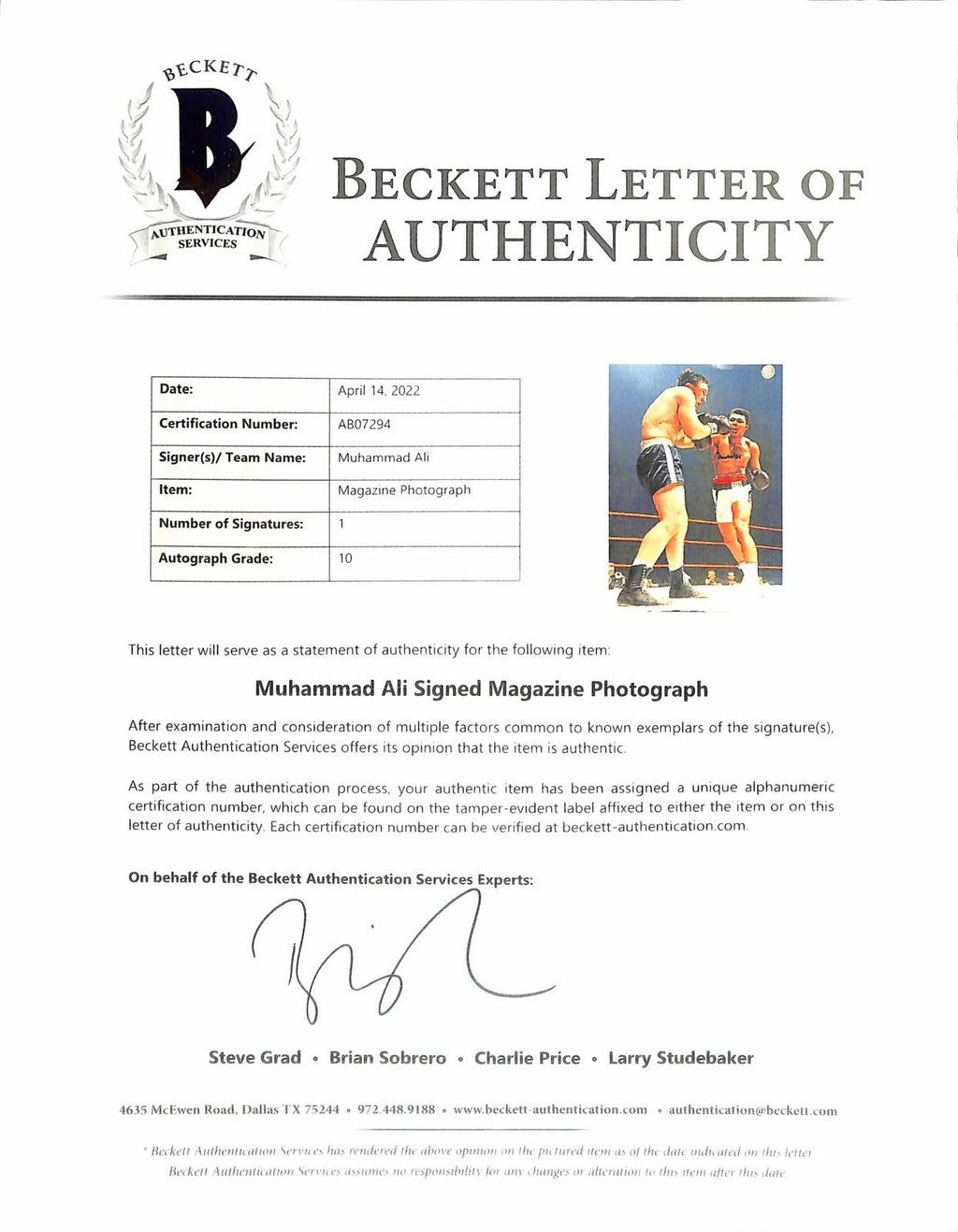 Muhammad Ali Signed Magazine Photo Versus Chuvallo Beckett AUTO 101