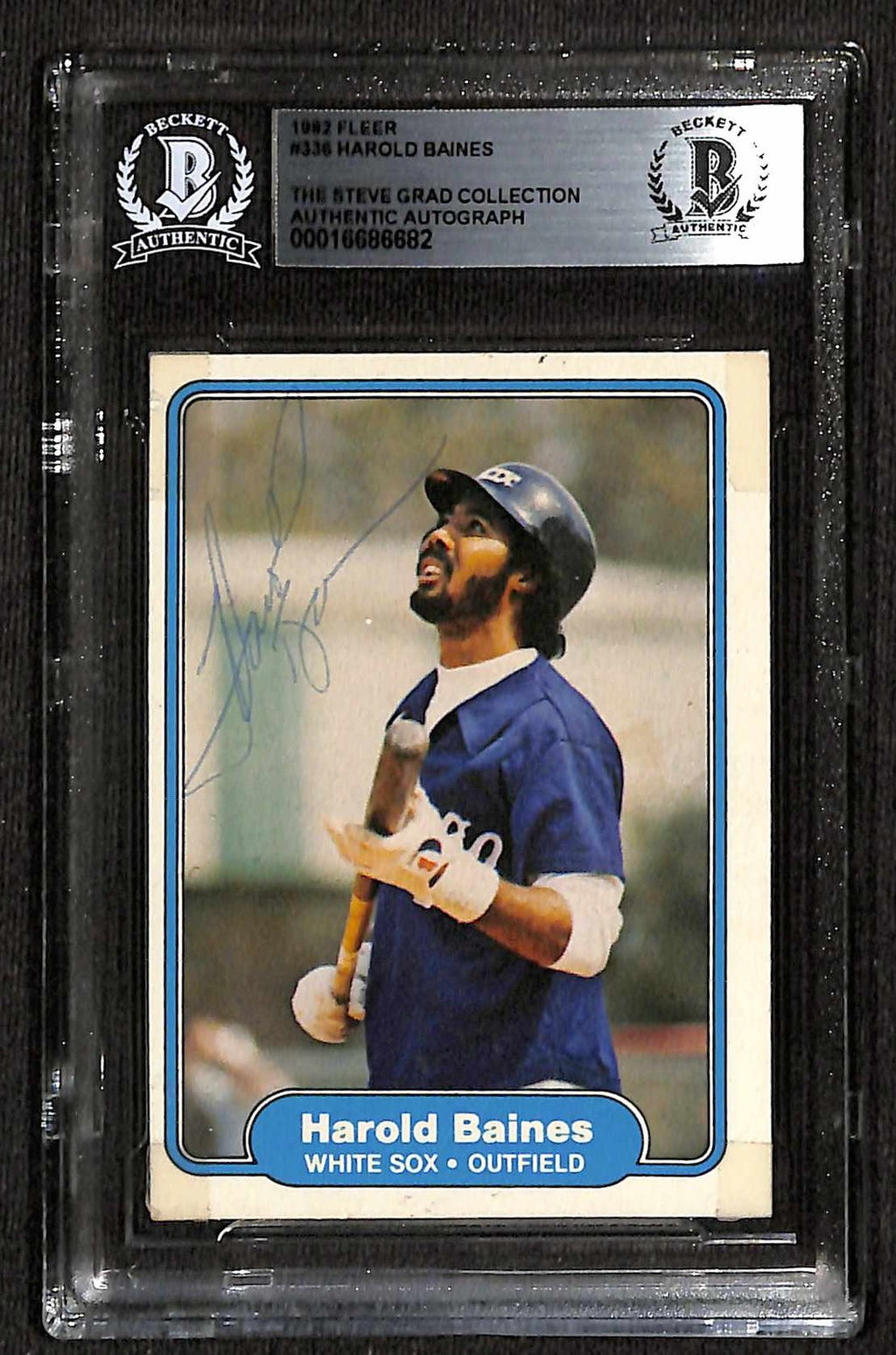 Harold Baines Signed 1982 Fleer #336 White Sox Trading Card BECKETT AUTO0