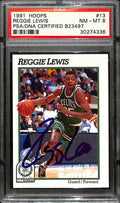 Reggie Lewis Signed 1991 Hoops Celtics Trading Card PSA PSA/DNA NM-MT 80