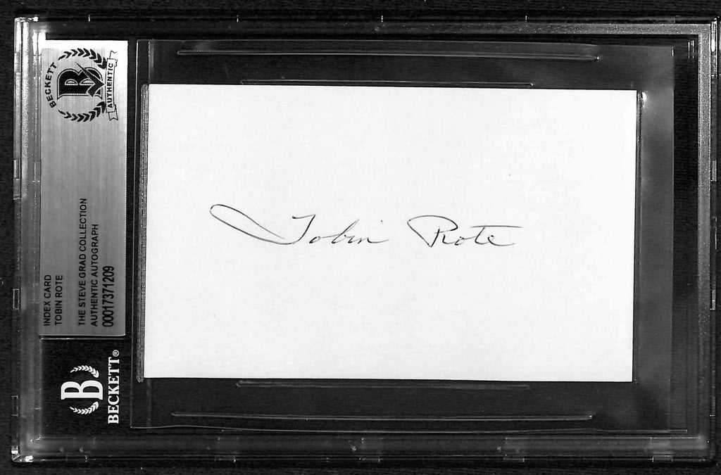 Tobin Rote NFL QB Great Signed 3x5 Index Card Beckett0