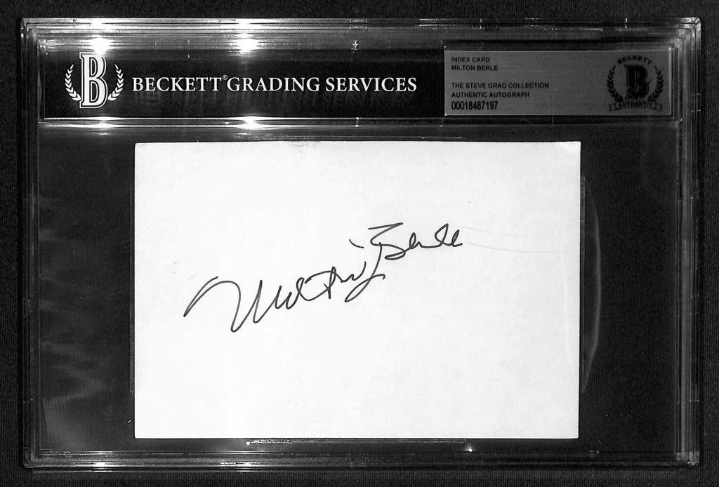 Milton Berle Mr Television Signed 3x5 Index Card Beckett Slabbed Autograph0