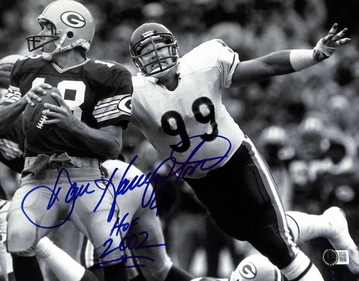 Dan Hampton Signed Chicago Bears 11x14 Photo Inscribed HOF 2002 Beckett Auth0