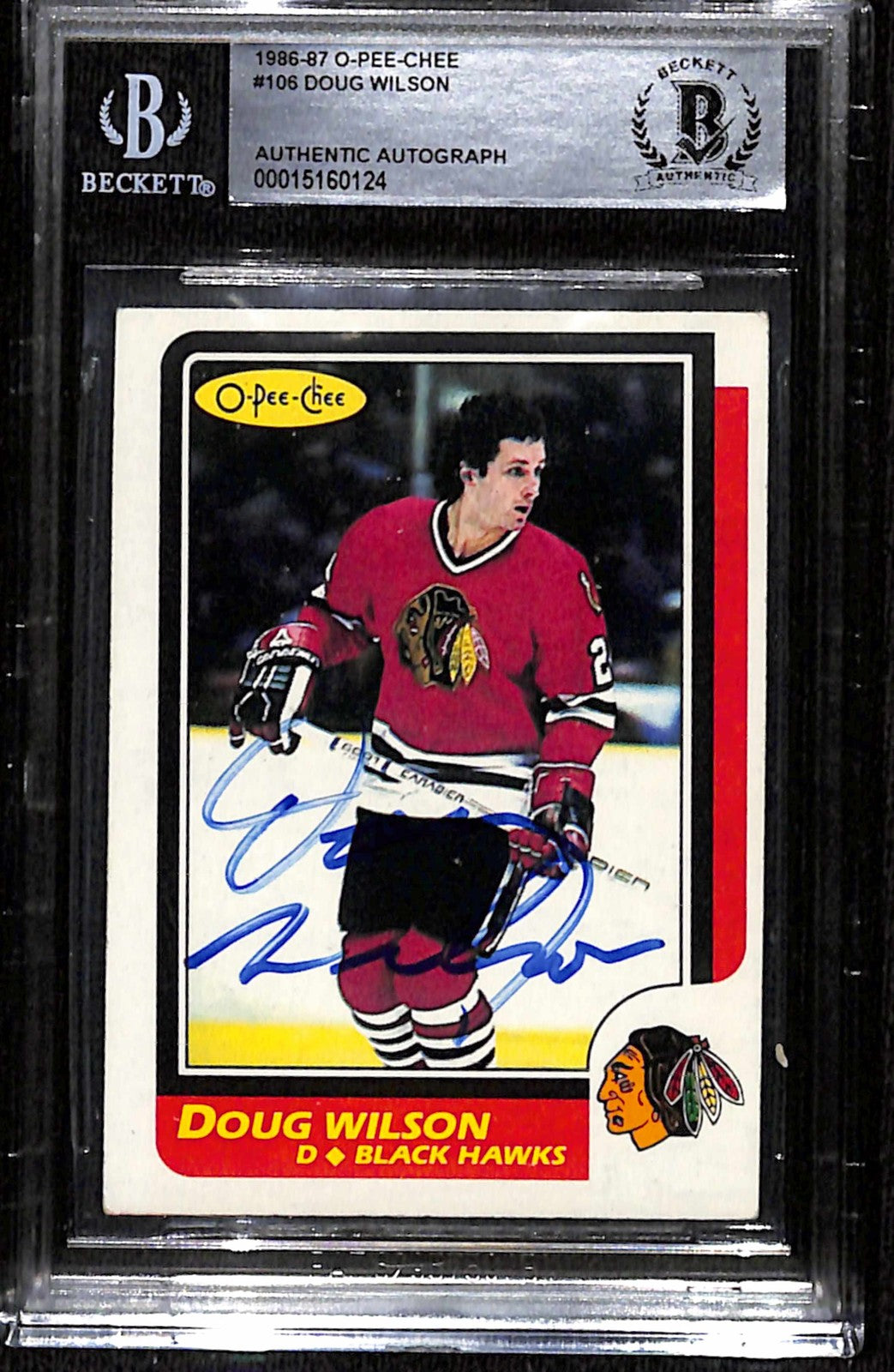 Doug Wilson Signed 1986-87 O-Pee-Chee Blackhawks Trading Card BECKETT0
