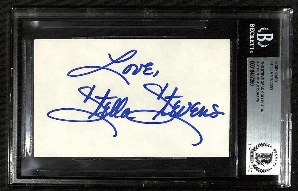 Stella Stevens Actress Signed 3x5 Index Card Beckett Slabbed Autograph0
