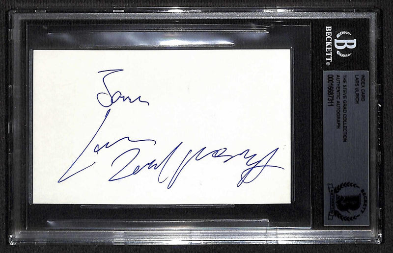 Lars Ulrich Metallica Founder/Drummer Signed Index Card Beckett Slab0