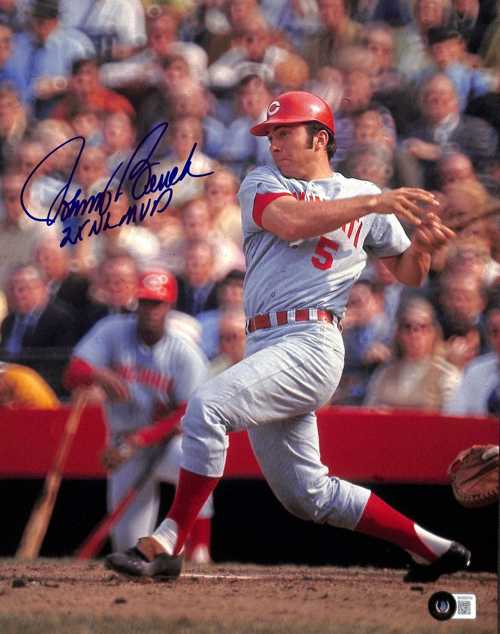 Johnny Bench Signed Cincinnati Reds "2X NL MVP" 11x14 Photo BECKETT0
