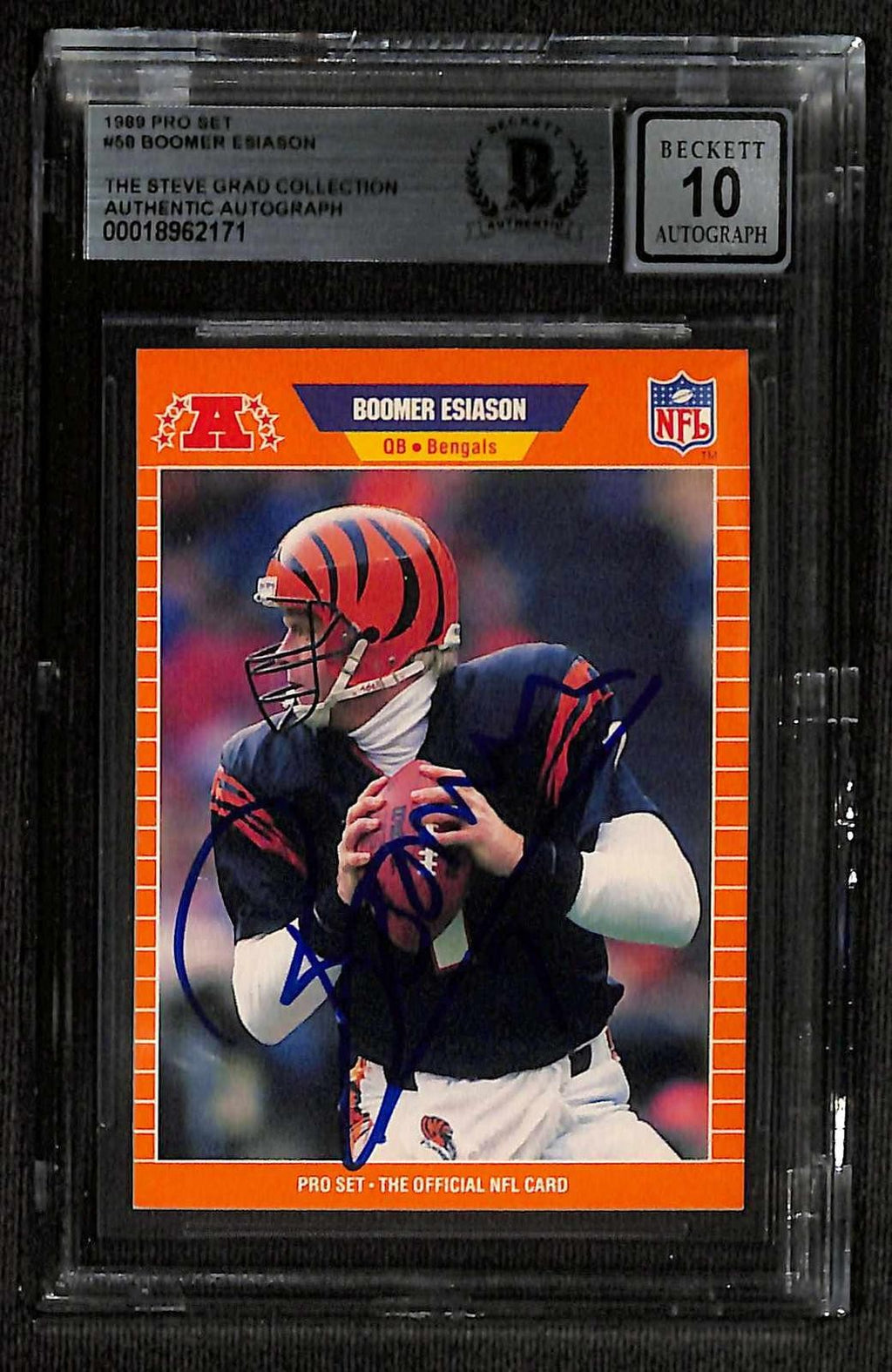 Boomer Esiason Signed 1989 Pro Set Bengals Card BAS Auto 100