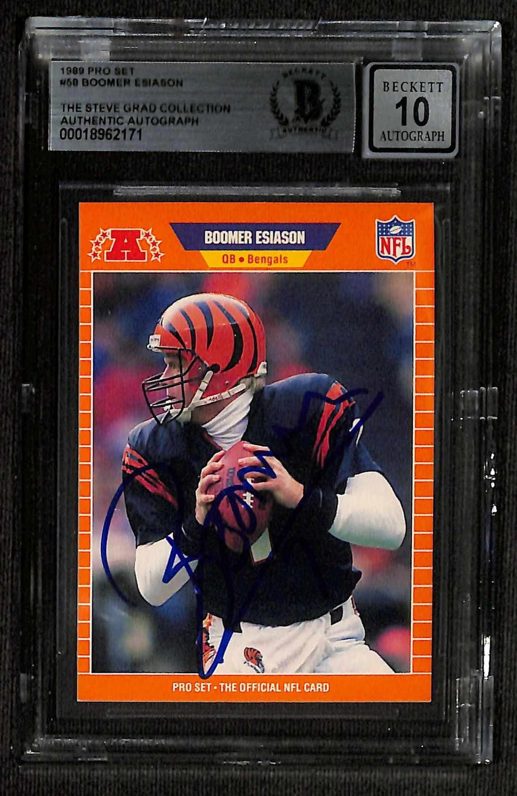Boomer Esiason Signed 1989 Pro Set Bengals Card BAS Auto 100