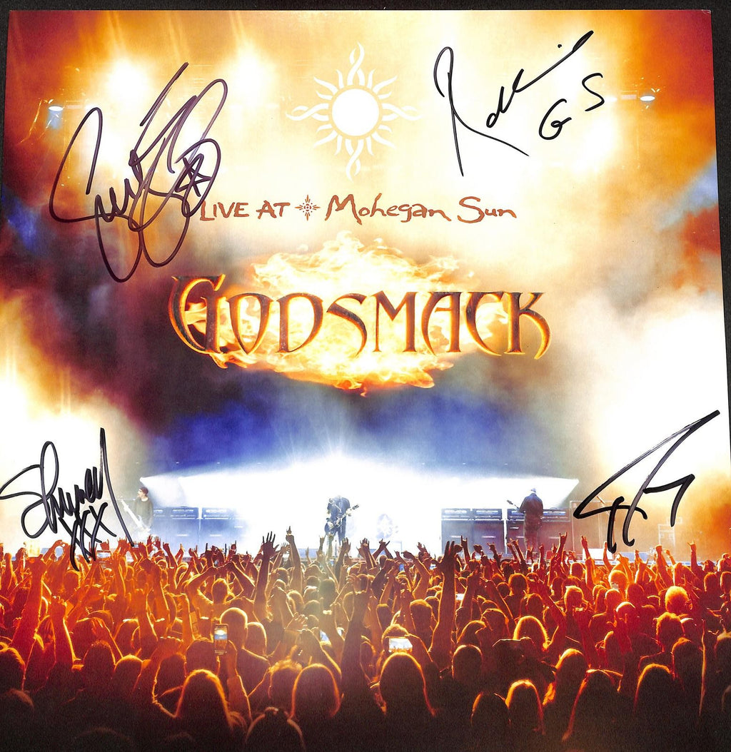 Godsmack Band x4 Signed 'Live at Mohegan Sun' Album Sleeve Beckett LOA0