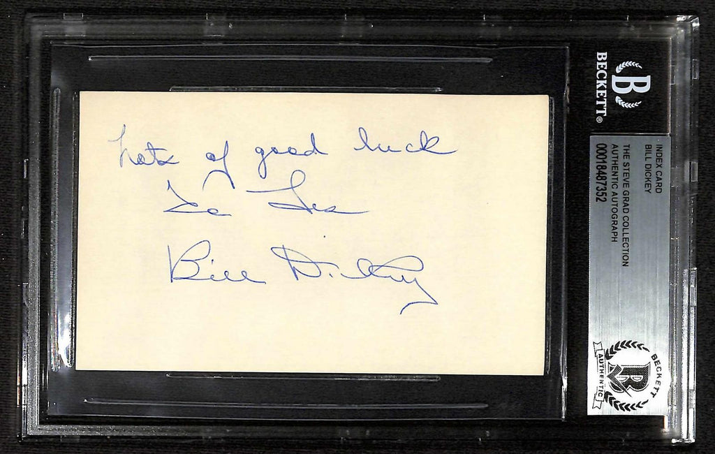 Bill Dickey NYY BB HOF Signed Index Card Beckett Slabbed Autograph0