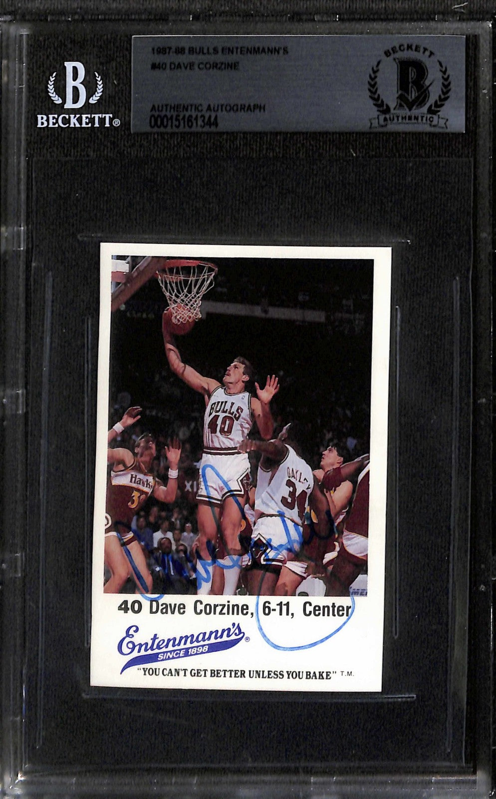 Dave Corzine Signed 1987-88 Bulls Entenmann's Trading Card BECKETT0