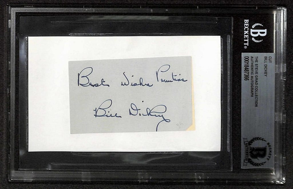 Bill Dickey New York Yankees Vintage Signed Cut Beckett Slabbed Autograph0