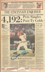 Pete Rose Signed #4192 Cincinnati Enquirer Newspaper 9-12-85 Beckett0