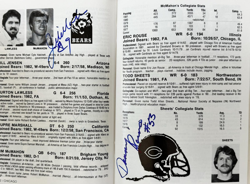 1982 Chicago Bears Signed Official Media Guide By 48! Payton Ditka BAS1