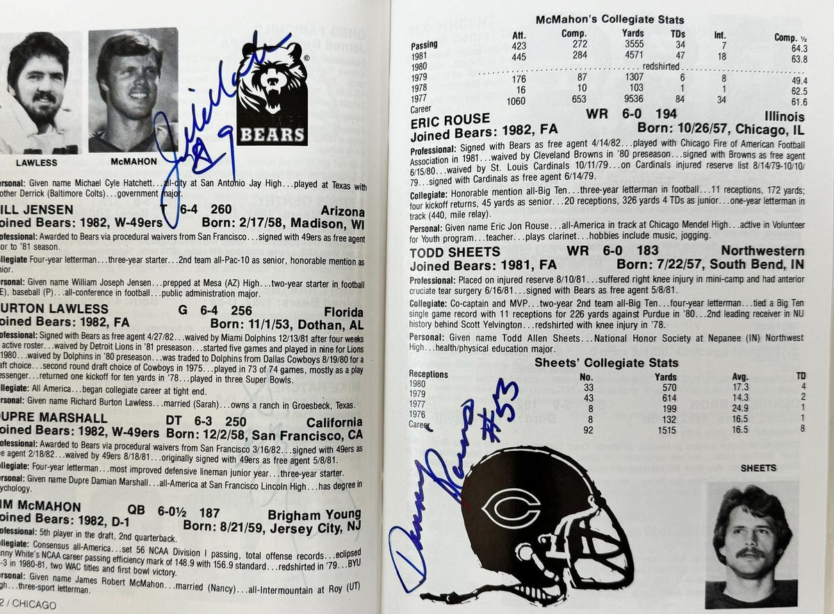 1982 Chicago Bears Signed Official Media Guide By 48! Payton Ditka BAS1