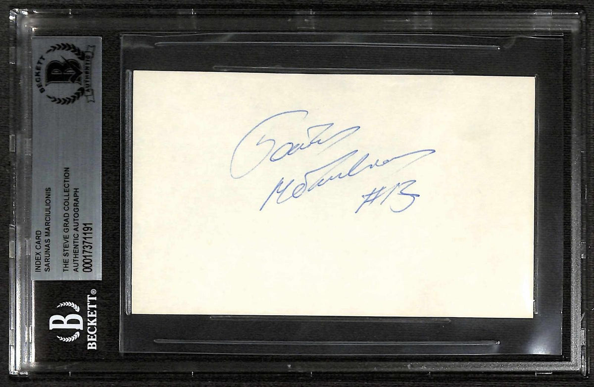 Sarunas Marciulionis Golden State Warriors Signed Index Card Beckett Slab0