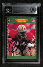 Charles Haley 49er's HOF Signed 1989 Pro Set 49ers Card Beckett Auto0