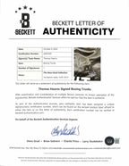 Thomas Hearns Signed "Hit Man" Boxing Trunks Insc "HOF 12" Beckett LOA2