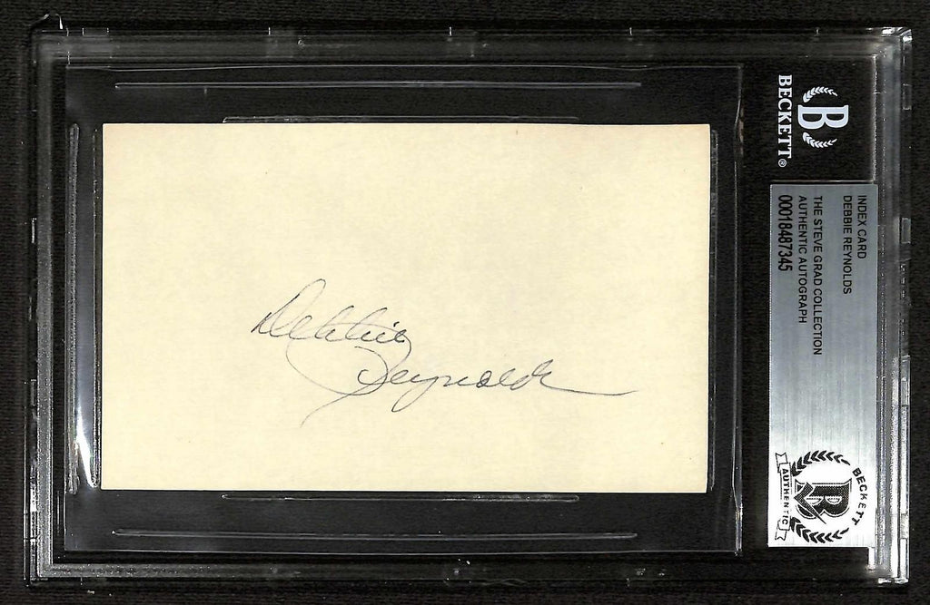 Debbie Reynolds Actress Signed 3x5 Index Card Beckett Slabbed Autograph0