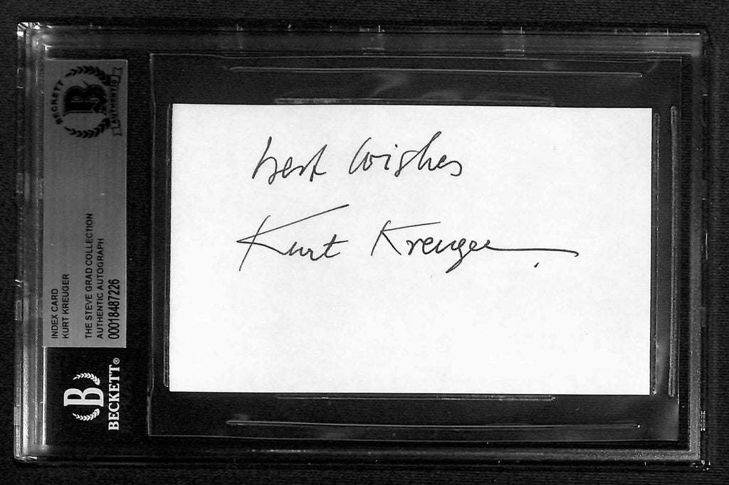 Kurt Kreuger Legendary Actor Signed Index Card Beckett Slab0