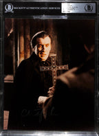 Christopher Lee Signed Dracula Photo 8x10 Beckett Slab Auto 100