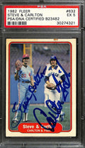 Steve Carlton & Carlton Fisk Signed 1982 Fleer Card #632 PSA EX 50