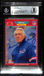 Marv Levy Signed 1989 Pro Set Bills Head Coach Card Beckett Slabbed0