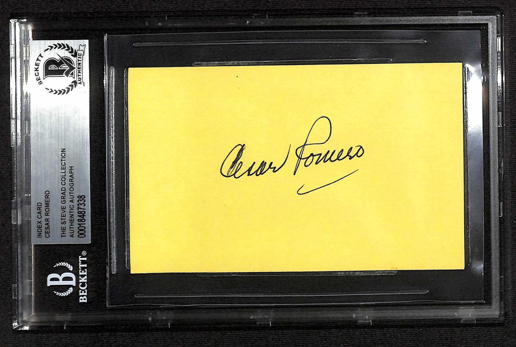Cesar Romero Batman "The Joker" Signed Index Card Beckett Slabbed Autograph0